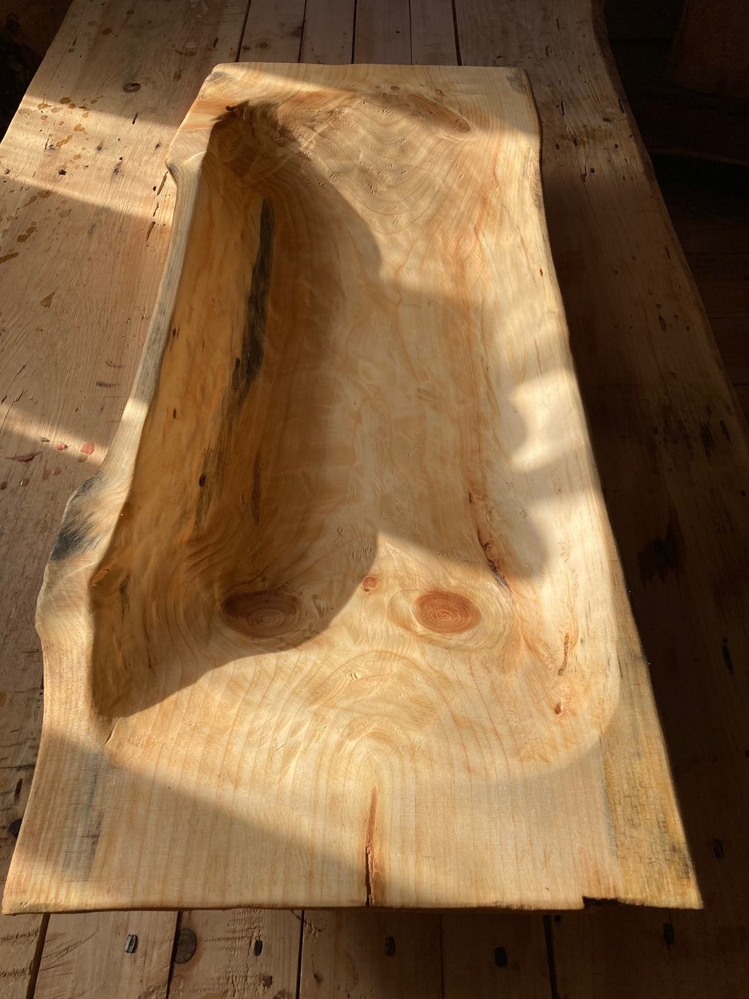 Hand-Hewn Organic Form Pine Trencher Bowl #1