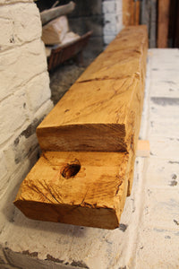 Hand-Hewn Mantel - White Pine with Golden Oak Finish  #001