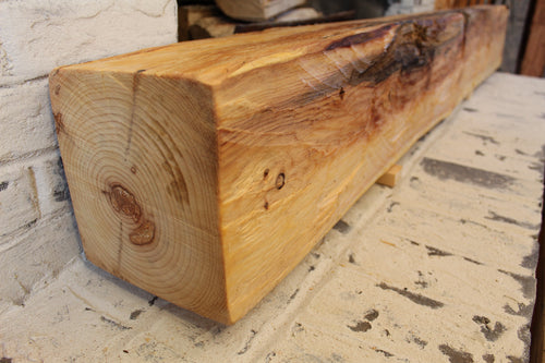 Hand-Hewn Mantel - Spalted White Pine with Boiled Linseed Oil #005
