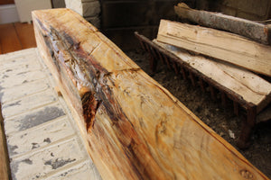 Hand-Hewn Mantel - Spalted White Pine with Boiled Linseed Oil #005