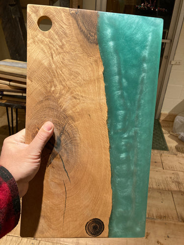 Turquoise Resin and Spalted Oak Charcuterie Board