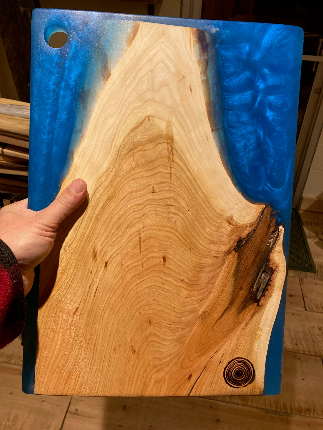Blue Resin and Cherry Charcuterie Board