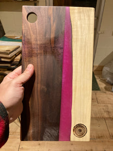 Pink Resin and Walnut Cutting Board