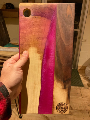 Pink Resin and Walnut Cutting Board #2