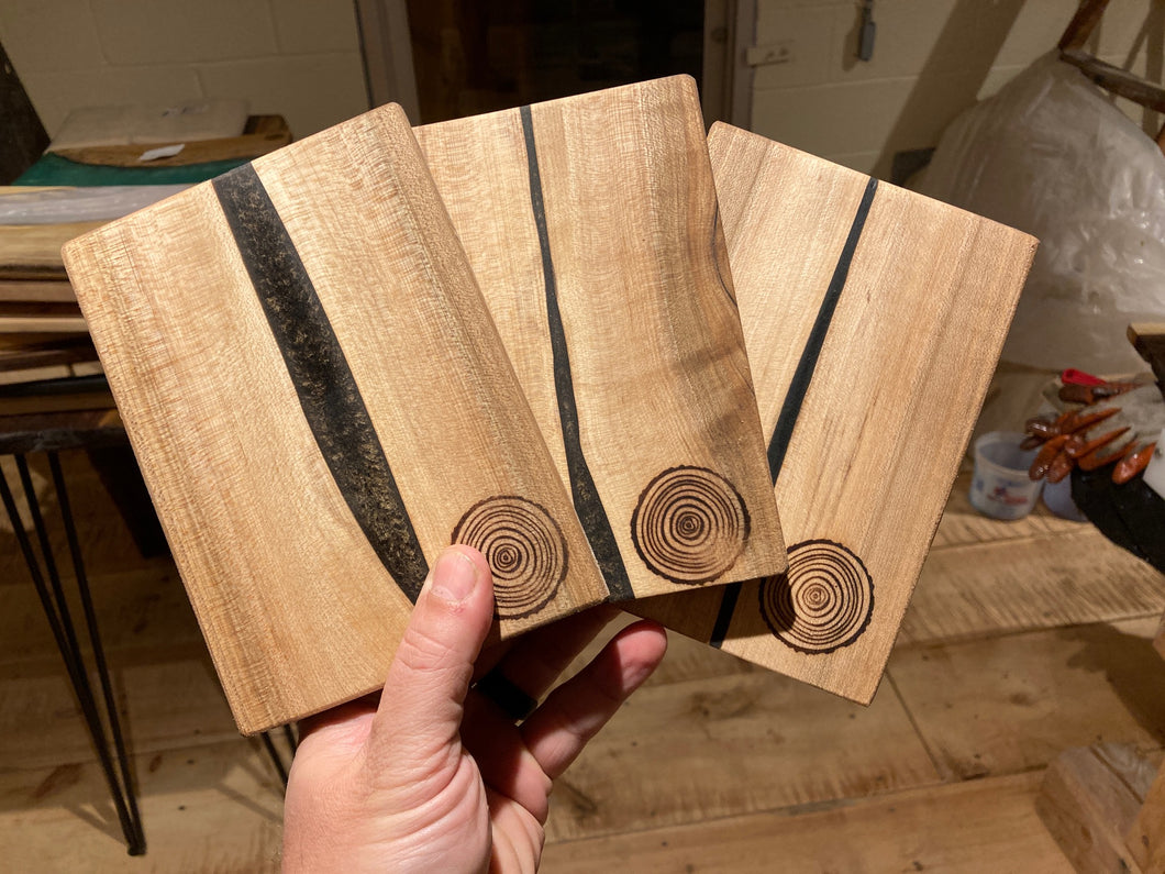 Maple and Black Resin Baby Cheese Boards