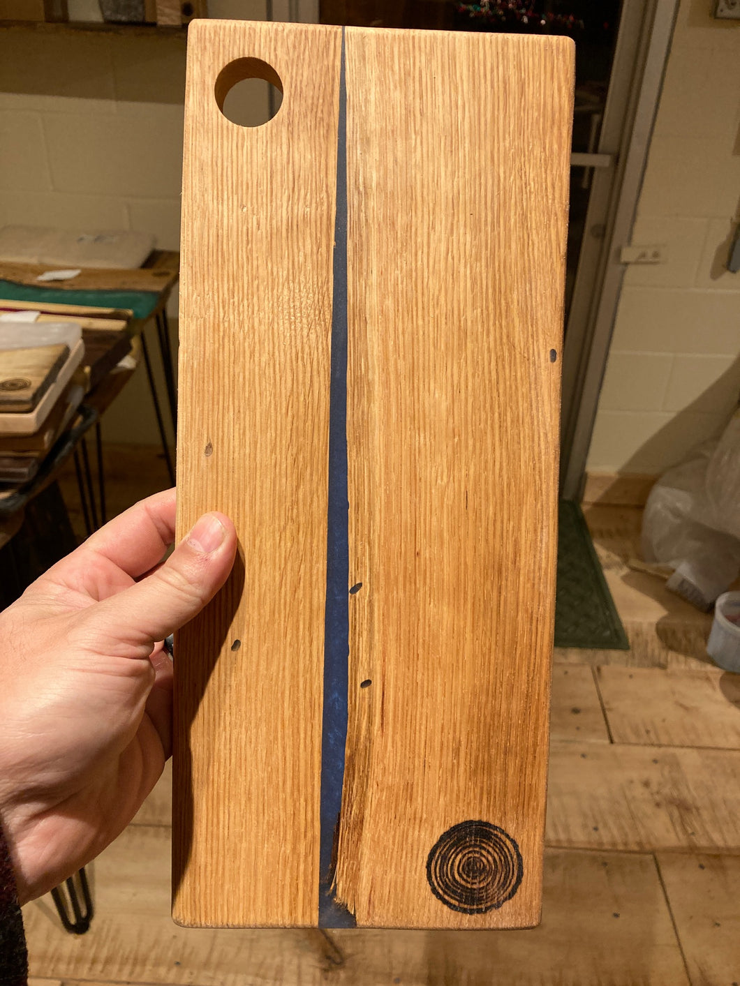 Blue Resin and Oak Cutting Board