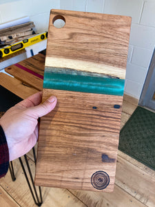 Turquoise Resin and Wormy Butternut Board #2