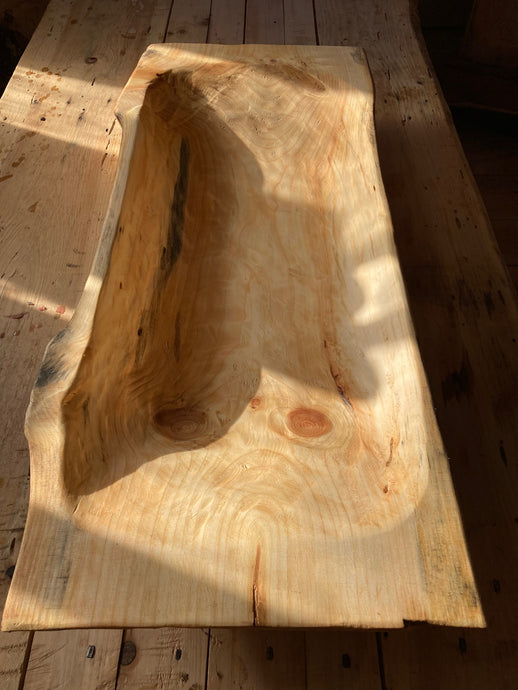 Hand-Hewn Organic Form Pine Trencher Bowl #1
