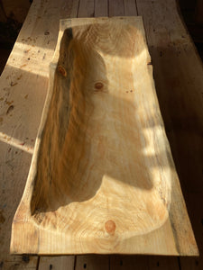 Hand-Hewn Organic Form Pine Trencher Bowl #4